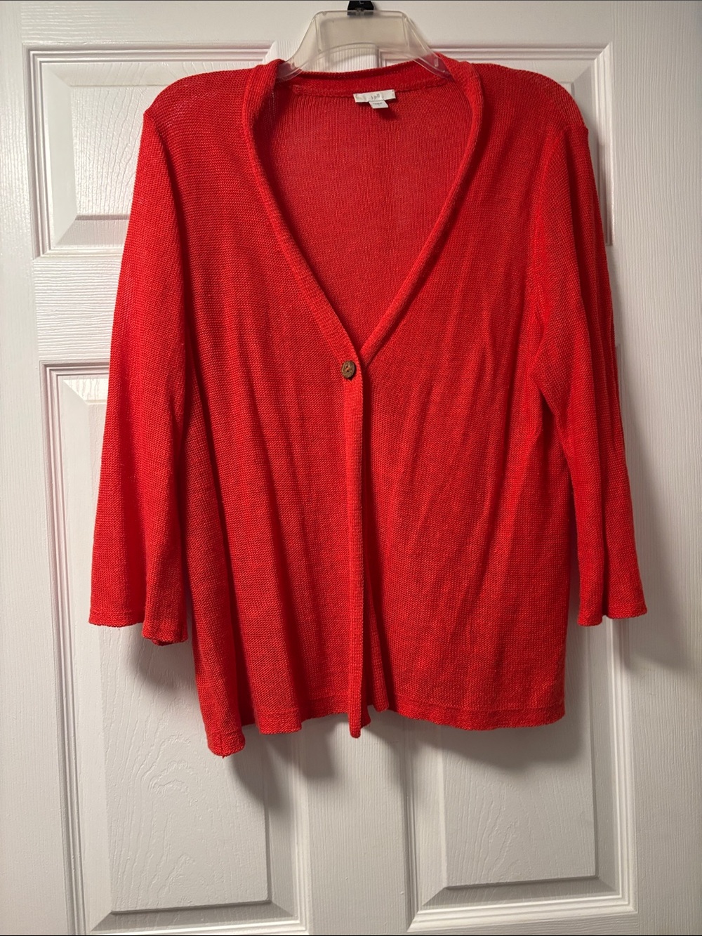 Orange/Red Women's V-Neck Button Cardigan Sweater